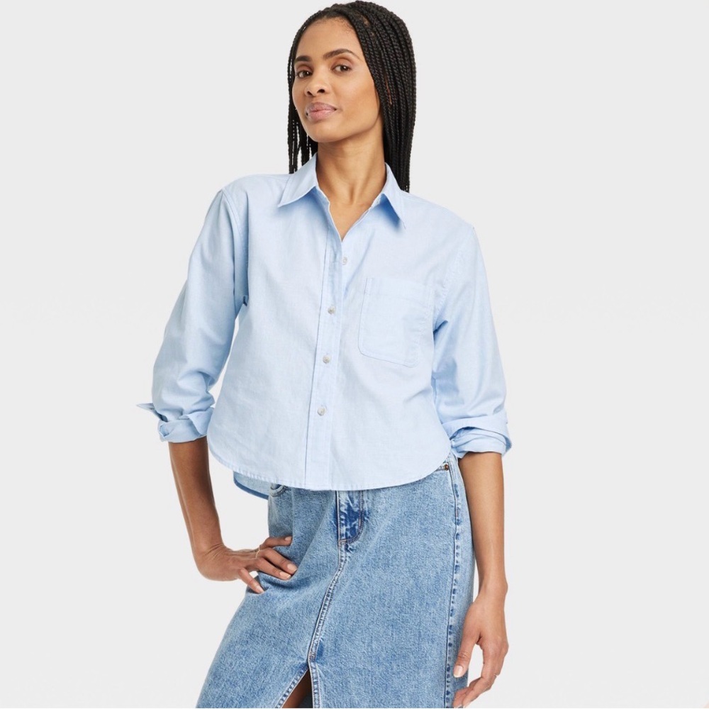 Universal Thread Cropped Fit Button Down Long Sle… - image 9